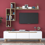 TV Meubel Set Iona Wit Licht Walnoot Melamine 180x48,6x35 cm