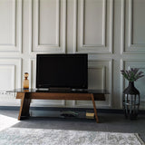 TV Meubel Coral Walnoot Zwart Glas 158x45x40 cm