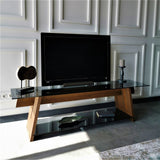 TV Meubel Coral Walnoot Zwart Glas 158x45x40 cm