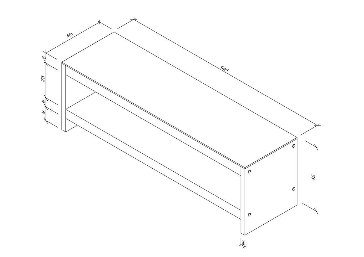 TV Meubel Selene Walnoot Dennenhout 140x45x40 cm