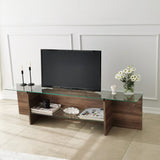 TV Meubel Escape TV Walnoot Glas 158x40x35 cm