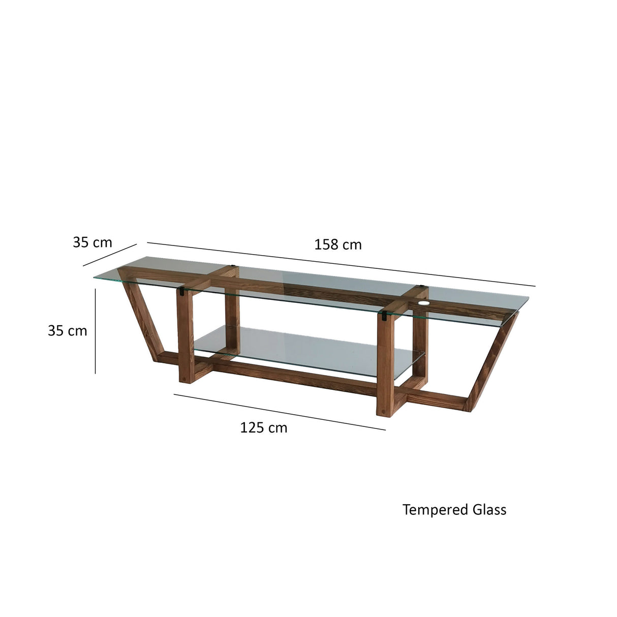 TV Meubel Amaufi Walnoot Glas 158x35x35 cm