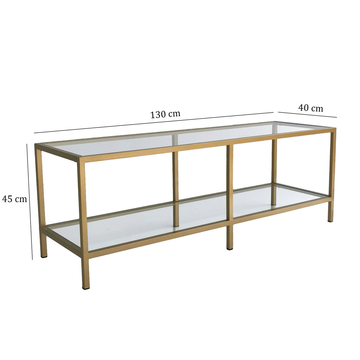 TV Meubel Basic Gold Goud Glas 130x45x40 cm