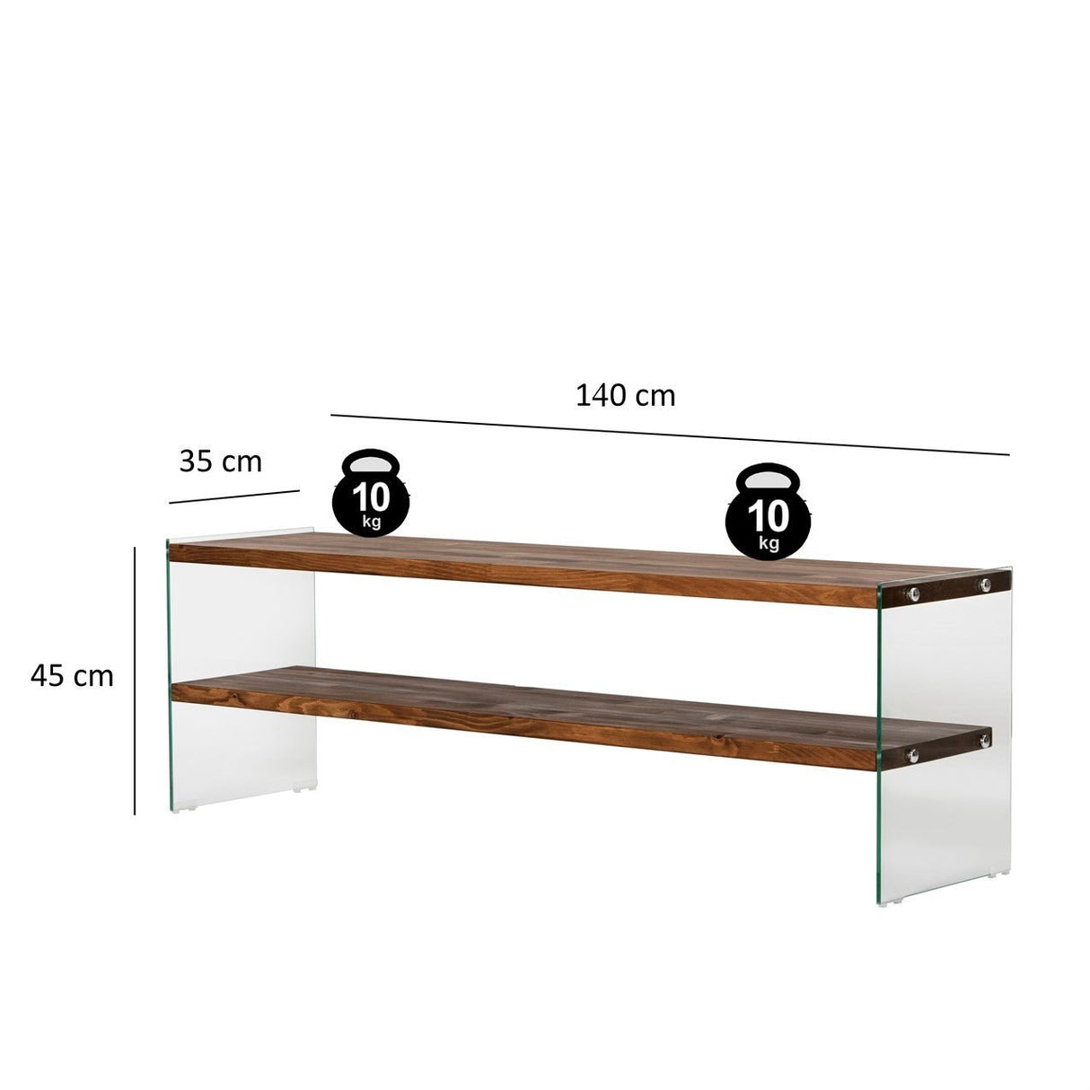 TV Meubel Aqua Naturel Glas 140x45x35 cm