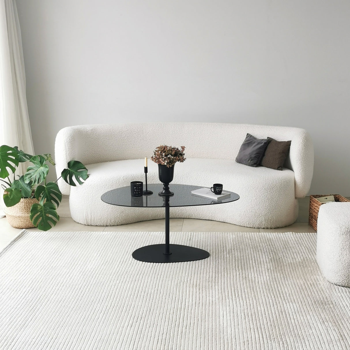 Organische Design Salontafel Getint Glas Torpo - Zwart Metalen Frame