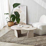 Organische Salontafel Travertin Melamine marmer look Melta - 105x65 cm