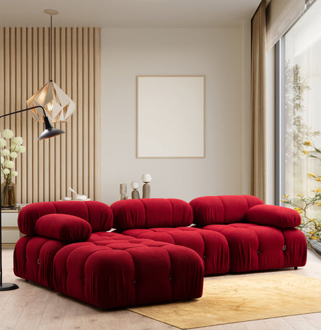 Modulaire bank 3-zits met hocker Bubble velvet rood