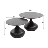 Drop Salontafel Set van 2 3D Melamine Graphite Ø60-Ø50