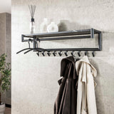 Kapstok Kimi 10-Haaks Zwart Ceramic - Met Roede en Hoedenplank