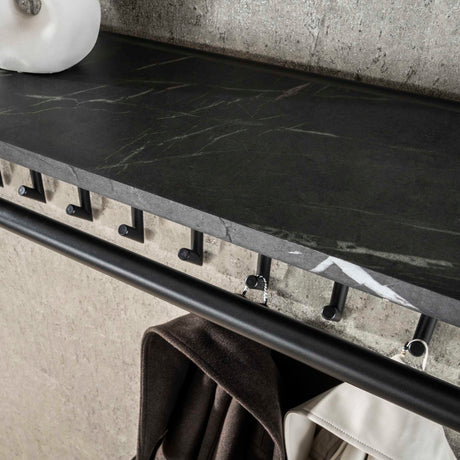 Kapstok Kimi 10-Haaks Zwart Ceramic - Met Roede en Hoedenplank
