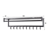 Kapstok Kimi 10-Haaks Zwart Ceramic - Met Roede en Hoedenplank