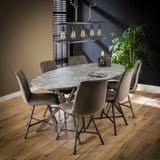 Oval dining table Hayden Industrial concrete look 200 cm