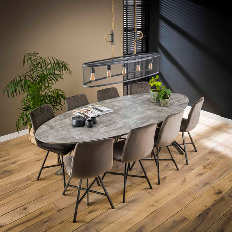 Oval dining table Hayden Industrial concrete look 200 cm
