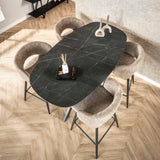 Deens Ovaal Bartafel Iris 140x80 cm Spinpoot Keramiek Look