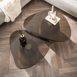 Set van 2 Marea driehoekige salontafels brons glas 91x71 cm