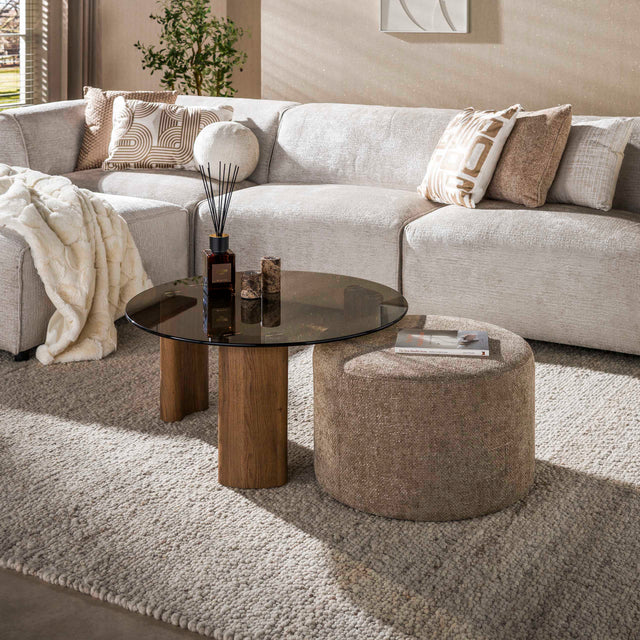 Ronde salontafel set tafel met poef