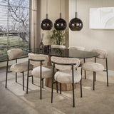 Eettafel - Deens ovale eettafel bruin rookglas eikenhout - look frame Thor 180 cm - Dimehouse