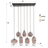Hanglampen - Hanglamp 7 - lichts bruin frosted glas Arda - Dimehouse