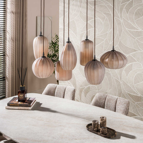 Hanglamp 7-lichts bruin frosted glas Arda