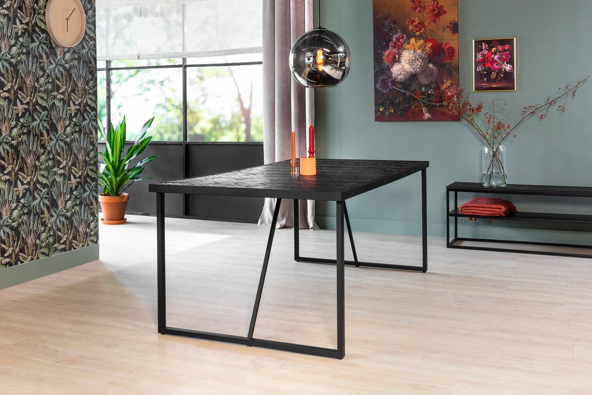 Eettafel Blackster teakhout zwart 160x90 cm