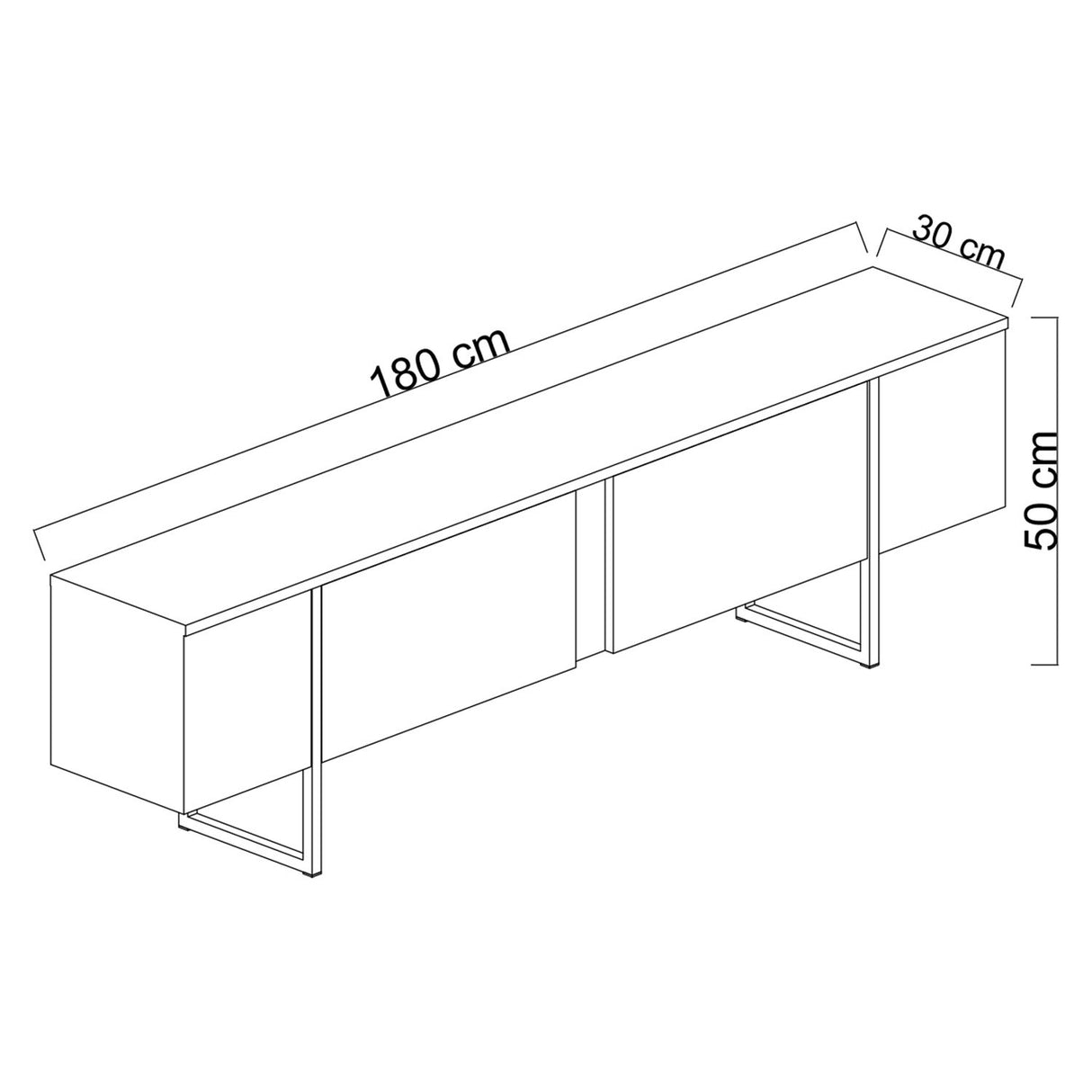 TV Meubel Luxe Antraciet Goud Melamine 180x50x30 cm