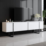 TV Meubel Luxe Wit Zwart Melamine 180x50x30 cm