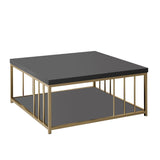 Vierkante Salontafel Antraciet Zenn 90x90 - Gouden Frame