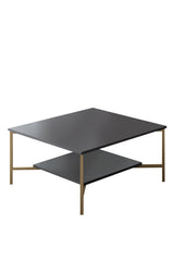 Vierkante Salontafel Antraciet Gold Line 80x80 - Gouden Frame