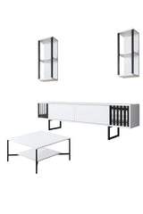 Meubelset Wit-Zwart - Chrome Line - Salontafel + TV Meubel