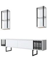 Meubelset Wit-Zwart - Chrome Line - Salontafel + TV Meubel