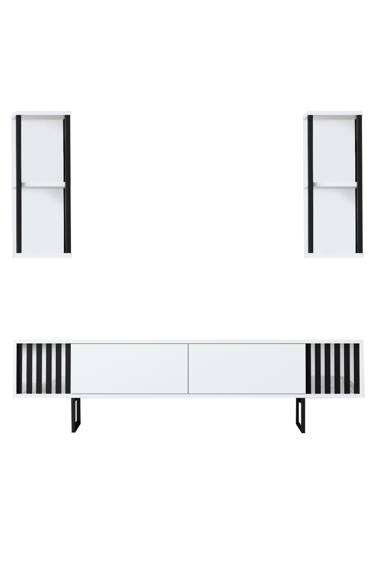 Meubelset Wit-Zwart - Chrome Line - Salontafel + TV Meubel