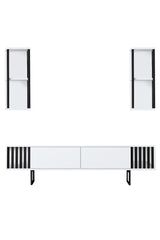 Meubelset Wit-Zwart - Chrome Line - Salontafel + TV Meubel
