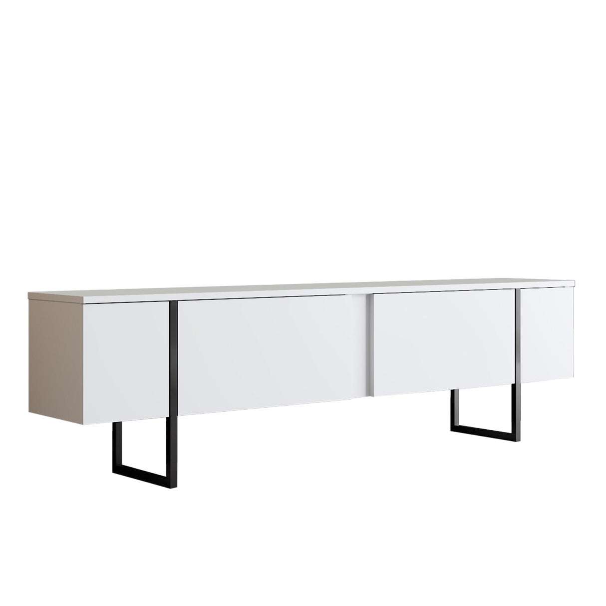 Meubelset Wit Luxe - Salontafel + TV Meubel - Zwart Frame