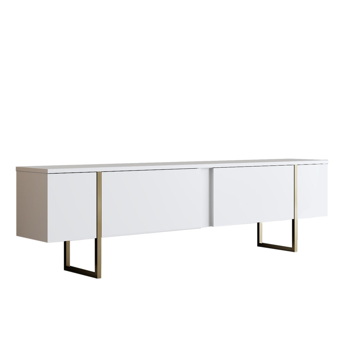 Meubelset Wit Luxe - Salontafel + TV Meubel - Gouden Frame