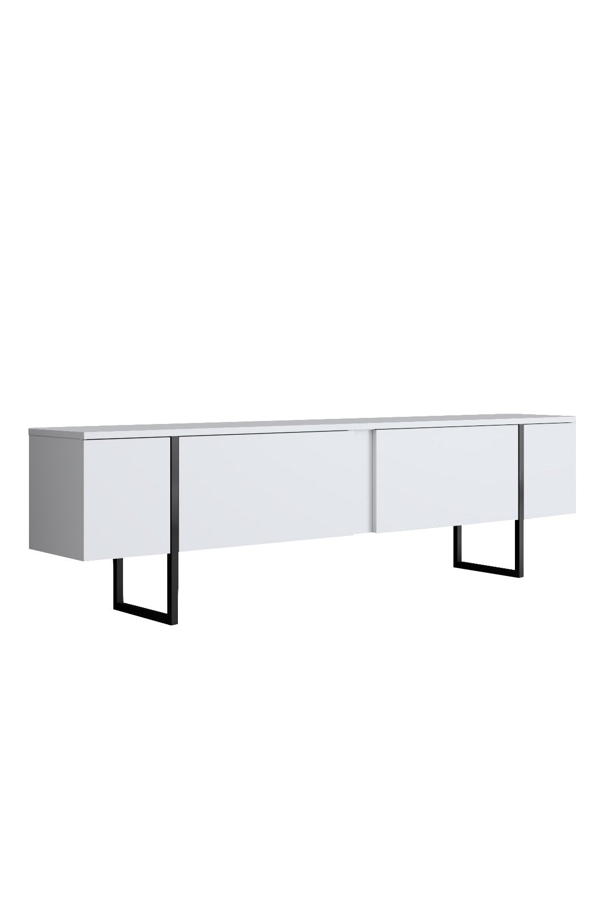 Meubelset Wit Luxe - Salontafel + TV Meubel + Dressoir - Zwart Frame