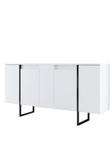 Meubelset Wit Luxe - Salontafel + TV Meubel + Dressoir - Zwart Frame