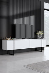 Meubelset Wit Luxe - Salontafel + TV Meubel + Dressoir - Zwart Frame