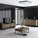 Meubelset Walnoot Luxe - Salontafel + TV Meubel + Dressoir - Zwart Frame