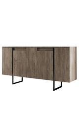 Meubelset Walnoot Luxe - Salontafel + TV Meubel + Dressoir - Zwart Frame