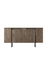 Meubelset Walnoot Luxe - Salontafel + TV Meubel + Dressoir - Zwart Frame