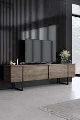 Meubelset Walnoot Luxe - Salontafel + TV Meubel + Dressoir - Zwart Frame