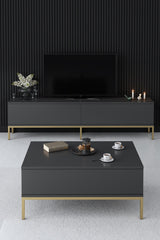 TV Meubel Lord Antraciet Goud Melamine 180x47x30 cm