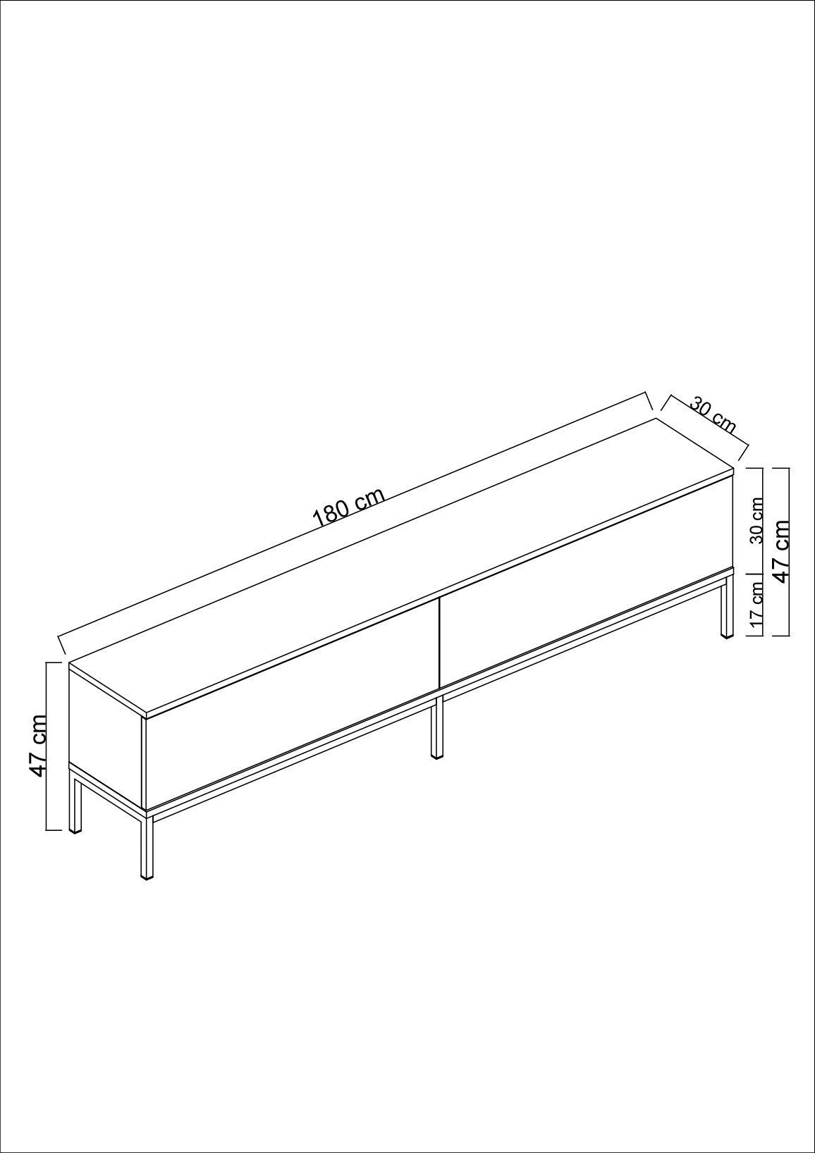 TV Meubel Lord Antraciet Goud Melamine 180x47x30 cm