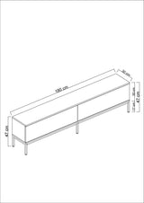 TV Meubel Lord Antraciet Goud Melamine 180x47x30 cm