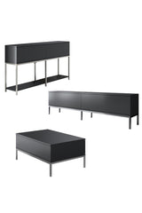 Meubelset Antraciet Lord - Salontafel + TV Meubel + Dressoir - Zilver Frame