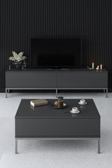 Meubelset Antraciet Lord - Salontafel + TV Meubel + Dressoir - Zilver Frame