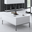 Salontafels - Rechthoekige Salontafel Wit Lord 90x60 - Zilver Frame - Dimehouse