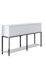 Modern Dressoir Wit Lord  150x30x80 - Zwart Frame - Twee Vakken
