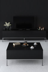 Meubelset Zwart Lord - Salontafel + TV Meubel + Dressoir - Zilver Frame