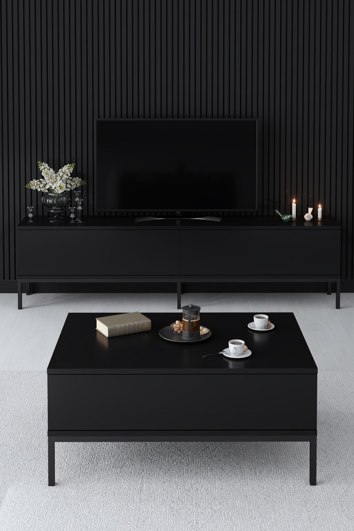 TV Meubel Lord Zwart Melamine 180x47x30 cm